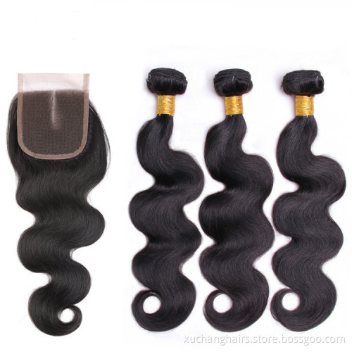 10-30"Brazilian Body Wave Hair Bundles with Closure